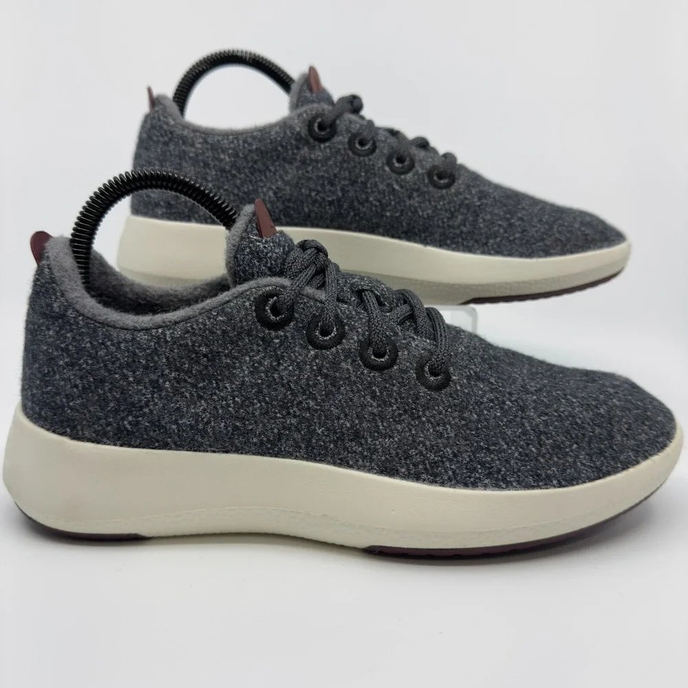 Allbirds Wool Runner Mizzles Womens 8 Gray Grey Off White Running Shoes Lace Up